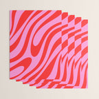 Preppy Pink and Red Retro Abstract Wavy Loops Pop Pattern Wrapping Paper Gallery Image 3