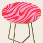 Preppy Pink and Red Retro Abstract Wavy Loops Pop Pattern Side Table Gallery Image 2