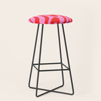 Preppy Pink and Red Retro Abstract Wavy Loops Pop Pattern Stool Gallery Image 1