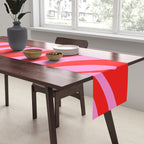 Preppy Pink and Red Retro Abstract Wavy Loops Pop Pattern Table Runner Gallery Image 2