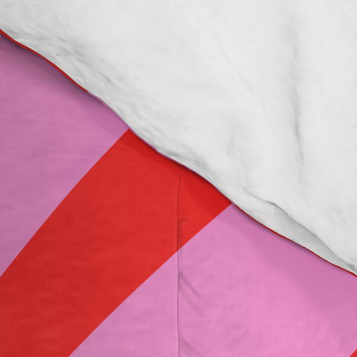 Preppy Pink and Red Retro Abstract Wavy Loops Pop Pattern Comforter Gallery Image 4