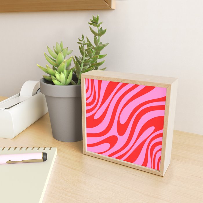 Preppy Pink and Red Retro Abstract Wavy Loops Pop Pattern Mini Art Print Gallery Image 2