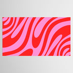 Preppy Pink and Red Retro Abstract Wavy Loops Pop Pattern Tablecloth Gallery Image 2