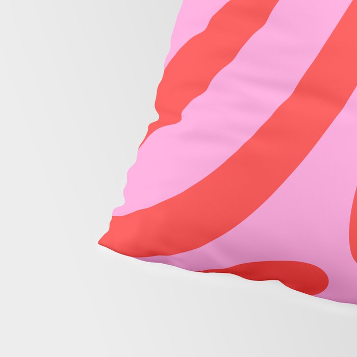 Preppy Pink and Red Retro Abstract Wavy Loops Pop Pattern Pillow Sham Gallery Image 4