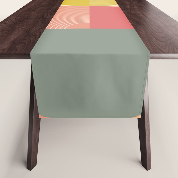 Mid Mod Geometry Abstract 2/2 Peach Fuzz Table Runner Gallery Image 1