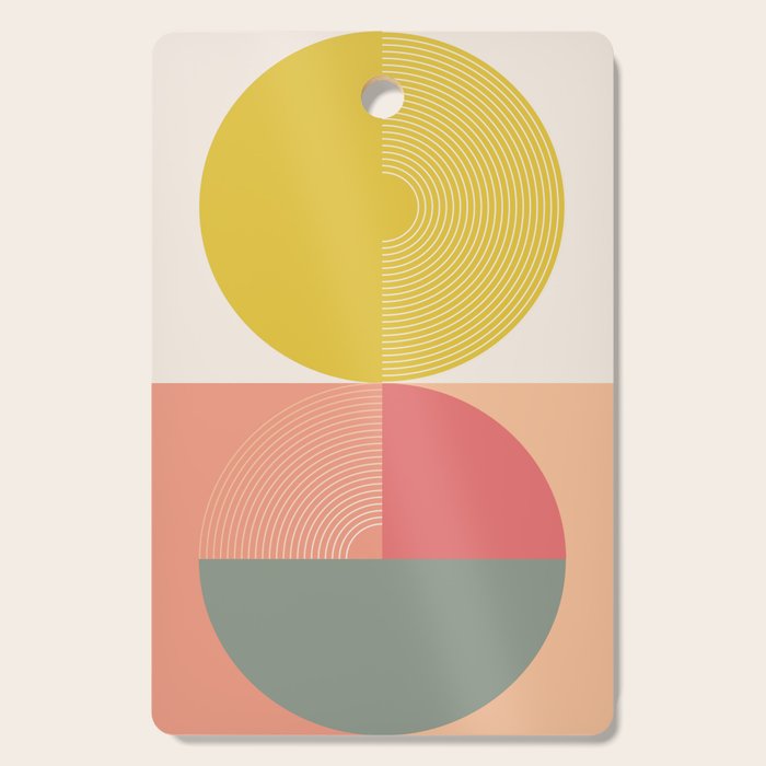 Mid Mod Geometry Abstract 2/2 Peach Fuzz Cutting Board Gallery Image 1