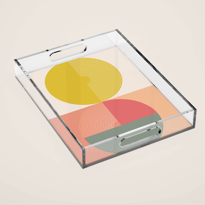 Mid Mod Geometry Abstract 2/2 Peach Fuzz Acrylic Tray Gallery Image 1