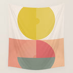 Mid Mod Geometry Abstract 2/2 Peach Fuzz Wall Tapestry Gallery Image 4