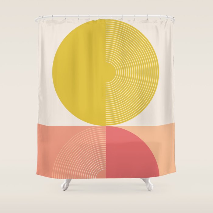 Mid Mod Geometry Abstract 2/2 Peach Fuzz Shower Curtain Gallery Image 1