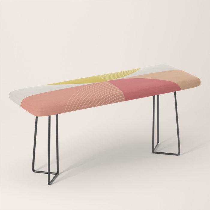 Mid Mod Geometry Abstract 2/2 Peach Fuzz Bench Gallery Image 1