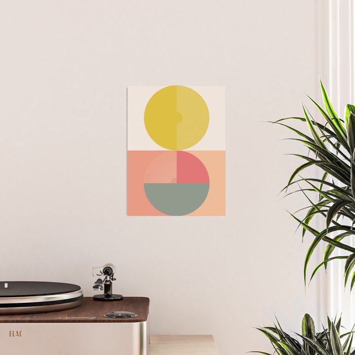 Mid Mod Geometry Abstract 2/2 Peach Fuzz Poster Gallery Image 2