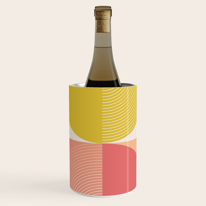Mid Mod Geometry Abstract 2/2 Peach Fuzz Wine Chiller Gallery Image 1