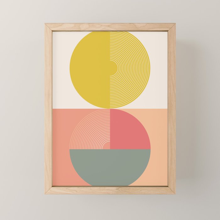 Mid Mod Geometry Abstract 2/2 Peach Fuzz Mini Art Print Gallery Image 1