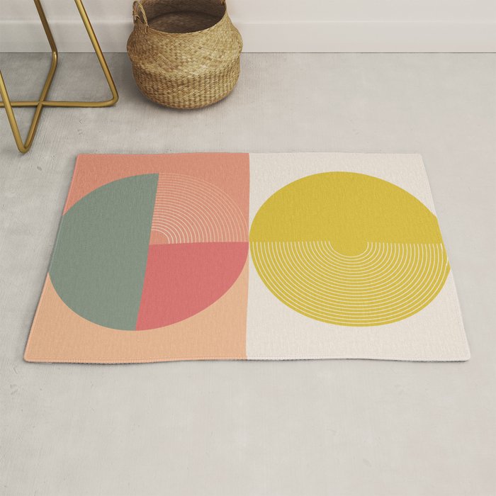 Mid Mod Geometry Abstract 2/2 Peach Fuzz Rug Gallery Image 1