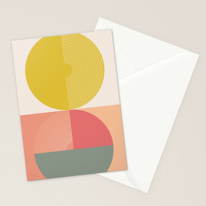 Mid Mod Geometry Abstract 2/2 Peach Fuzz Stationery Card Gallery Image 2