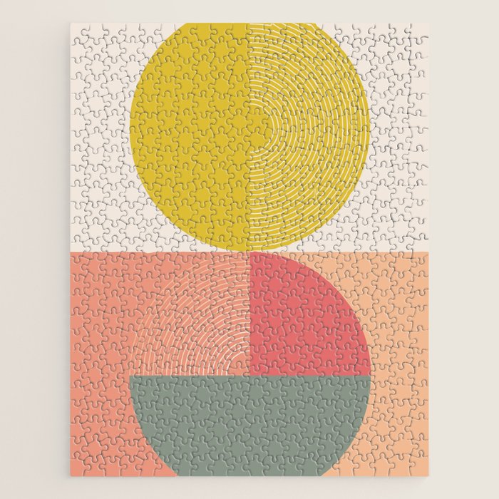 Mid Mod Geometry Abstract 2/2 Peach Fuzz Jigsaw Puzzle Gallery Image 1