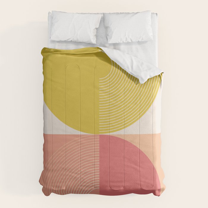 Mid Mod Geometry Abstract 2/2 Peach Fuzz Comforter Gallery Image 1