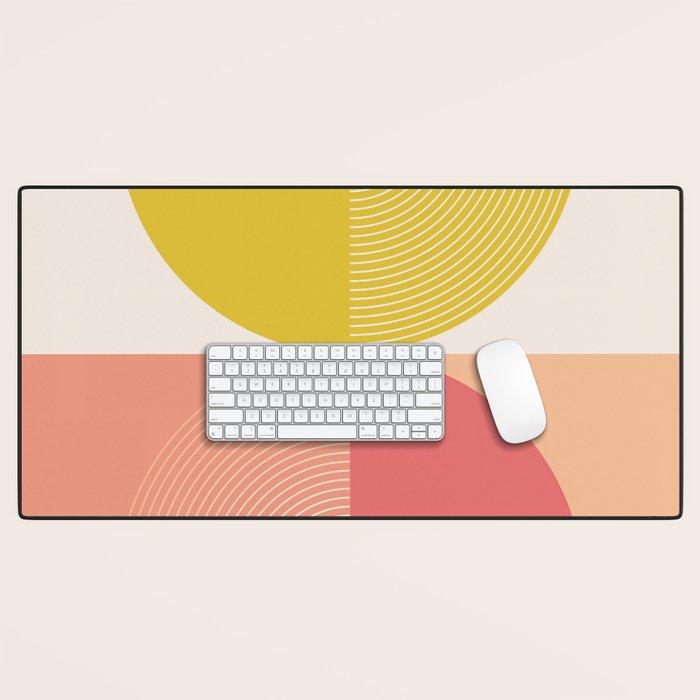 Mid Mod Geometry Abstract 2/2 Peach Fuzz Desk Mat Gallery Image 1