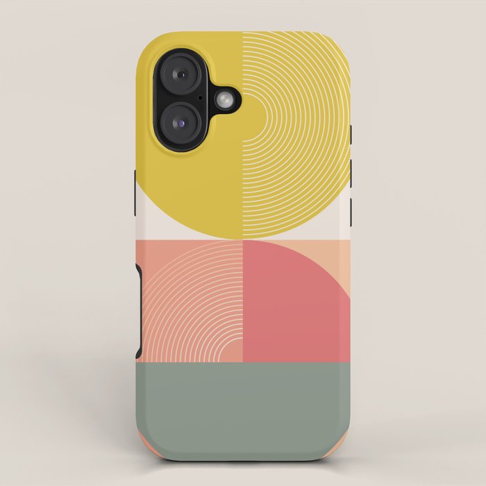 Mid Mod Geometry Abstract 2/2 Peach Fuzz iPhone Case Gallery Image 1