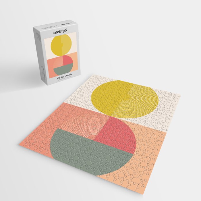 Mid Mod Geometry Abstract 2/2 Peach Fuzz Jigsaw Puzzle Gallery Image 2