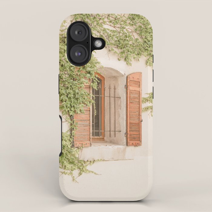 French Window Shutters Photo | Botanical Summer Art Print from Lyon | France Travel Photography iPhone Case Gallery Image 1
