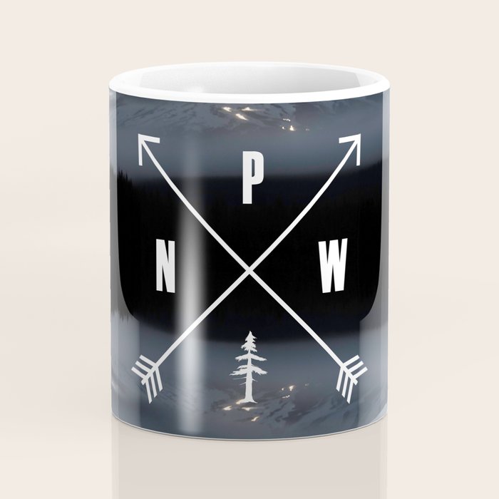PNW Pacific Northwest Compass - Mt Hood Adventure Coffee Mug Gallery Image 4