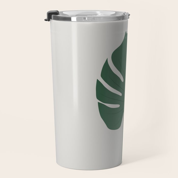 Cat and Plant 24: Meowstera Leaf Travel Mug Gallery Image 3