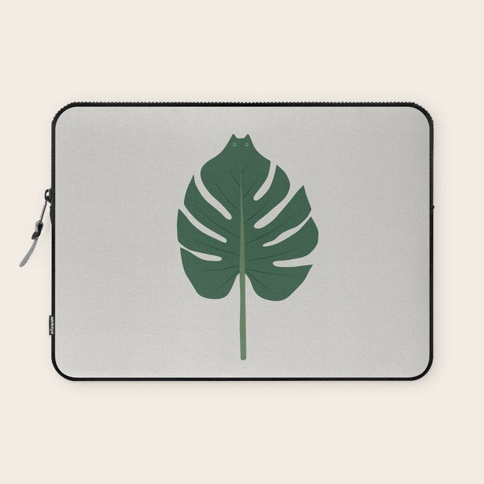 Cat and Plant 24: Meowstera Leaf Laptop Sleeve Gallery Image 1