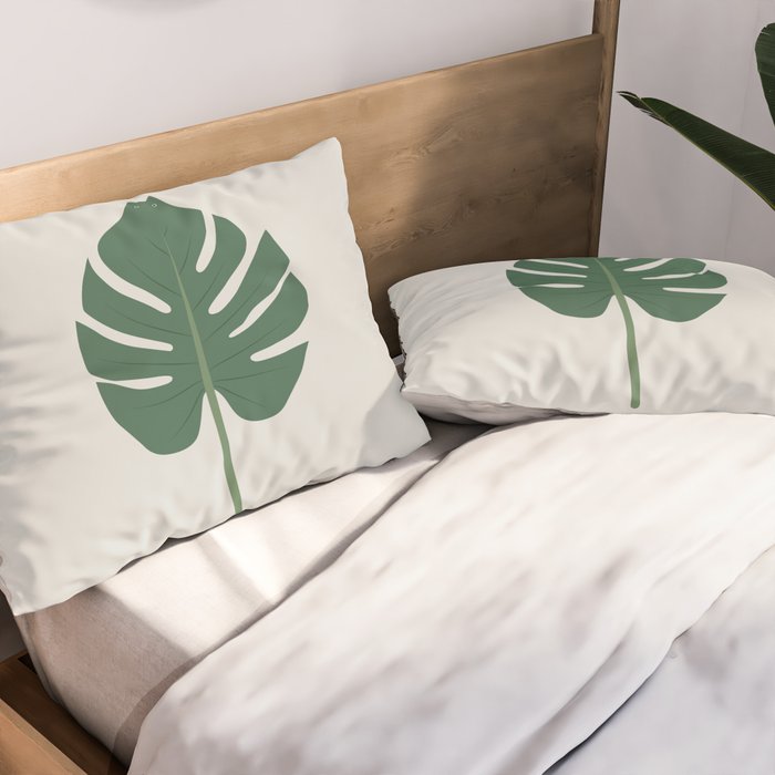 Cat and Plant 24: Meowstera Leaf Pillow Sham Gallery Image 2