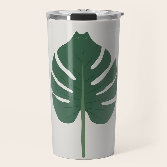 Cat and Plant 24: Meowstera Leaf Travel Mug Gallery Image 1