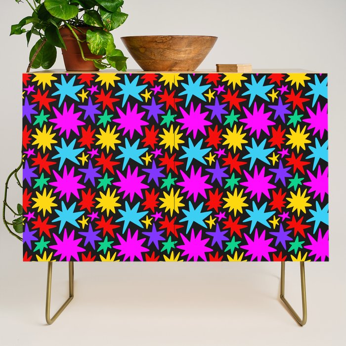 Fun colorful abstract star shape pattern Credenza Gallery Image 1