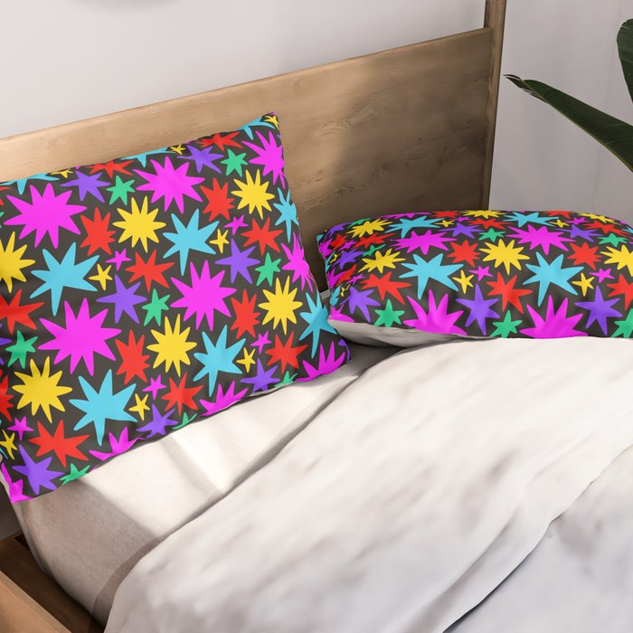 Fun colorful abstract star shape pattern Pillow Sham Gallery Image 2