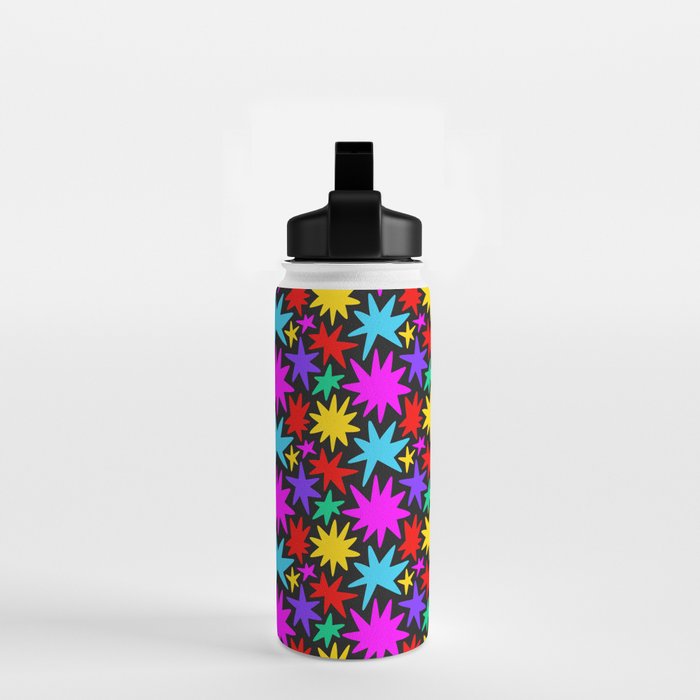 Fun colorful abstract star shape pattern Water Bottle Gallery Image 2