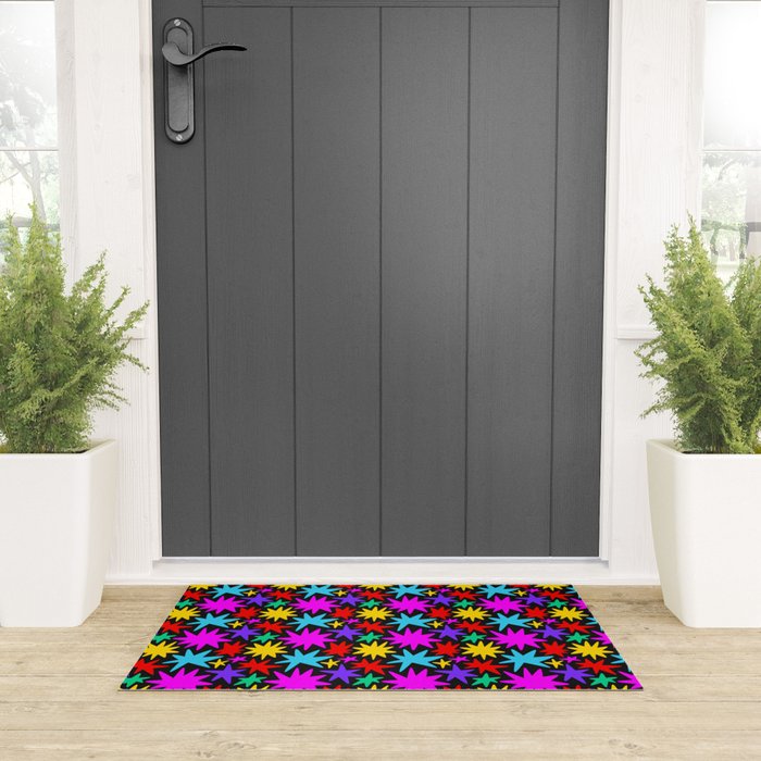 Fun colorful abstract star shape pattern Welcome Mat Gallery Image 3