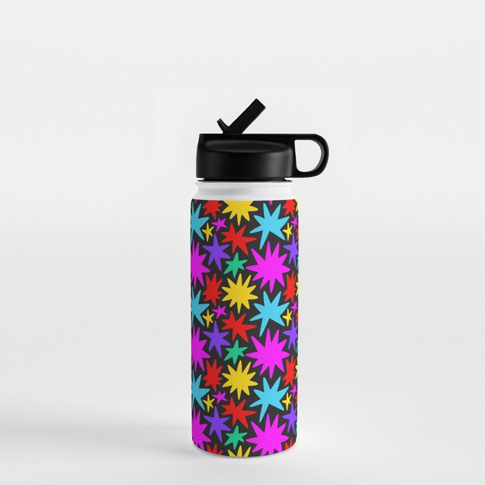 Fun colorful abstract star shape pattern Water Bottle Gallery Image 1