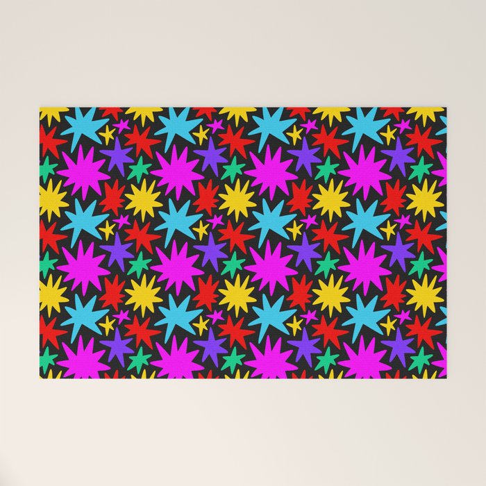 Fun colorful abstract star shape pattern Welcome Mat Gallery Image 1