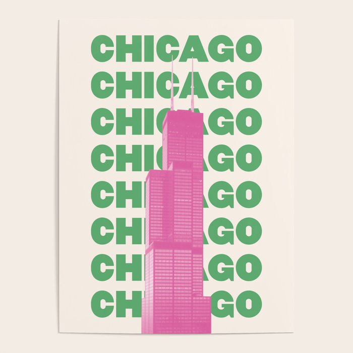 Chicago Willis Tower Green Poster Gallery Image 4