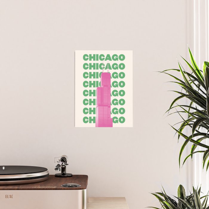 Chicago Willis Tower Green Poster Gallery Image 2