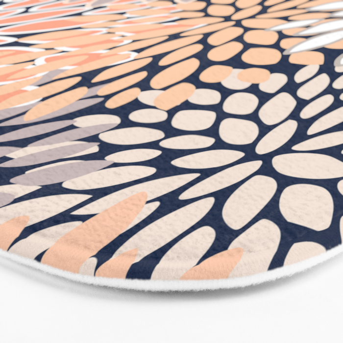Floral Prints, Navy, Coral, Peach and Gray, Abstract Art, Coloured Prints Bath Mat Gallery Image 3