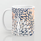 Floral Prints, Navy, Coral, Peach and Gray, Abstract Art, Coloured Prints Coffee Mug Gallery Image 3