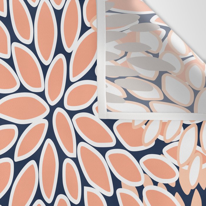 Floral Prints, Navy, Coral, Peach and Gray, Abstract Art, Coloured Prints Wall Tapestry Gallery Image 3