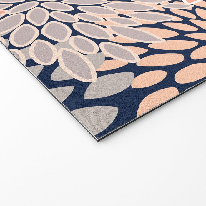 Floral Prints, Navy, Coral, Peach and Gray, Abstract Art, Coloured Prints Welcome Mat Gallery Image 2