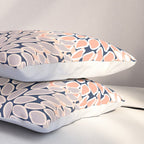 Floral Prints, Navy, Coral, Peach and Gray, Abstract Art, Coloured Prints Pillow Sham Gallery Image 3