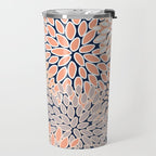 Floral Prints, Navy, Coral, Peach and Gray, Abstract Art, Coloured Prints Travel Mug Gallery Image 2