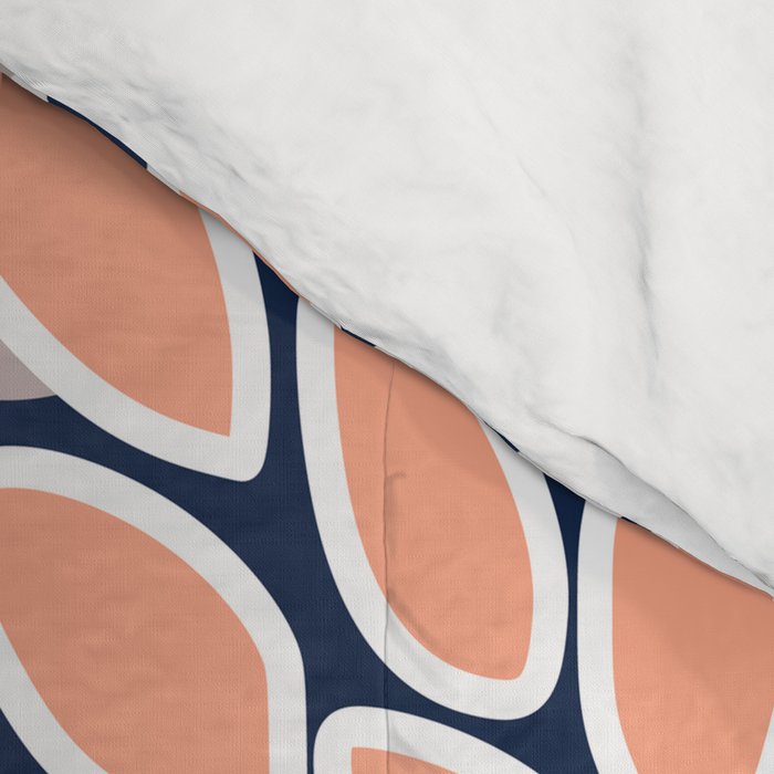 Floral Prints, Navy, Coral, Peach and Gray, Abstract Art, Coloured Prints Comforter Gallery Image 4