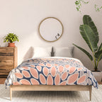 Floral Prints, Navy, Coral, Peach and Gray, Abstract Art, Coloured Prints Comforter Gallery Image 3