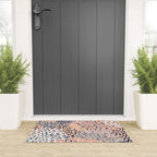 Floral Prints, Navy, Coral, Peach and Gray, Abstract Art, Coloured Prints Welcome Mat Gallery Image 3
