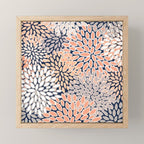 Floral Prints, Navy, Coral, Peach and Gray, Abstract Art, Coloured Prints Mini Art Print Gallery Image 1