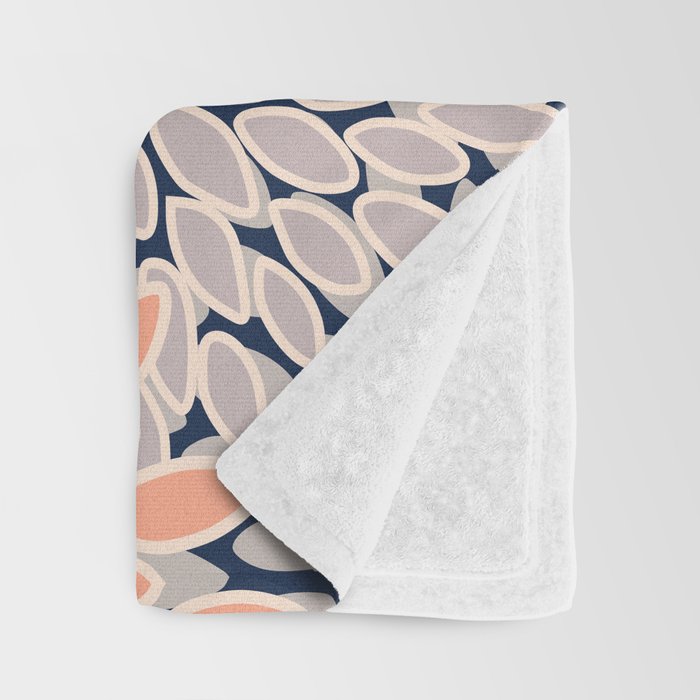 Floral Prints, Navy, Coral, Peach and Gray, Abstract Art, Coloured Prints Throw Blanket Gallery Image 3