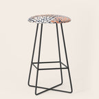 Floral Prints, Navy, Coral, Peach and Gray, Abstract Art, Coloured Prints Stool Gallery Image 1